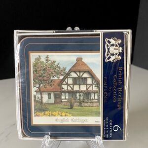 NEW! SET of 6 English Cottage Blue Coasters by Pimpernel